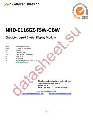 NHD-0116GZ-FSW-GBW datasheet  